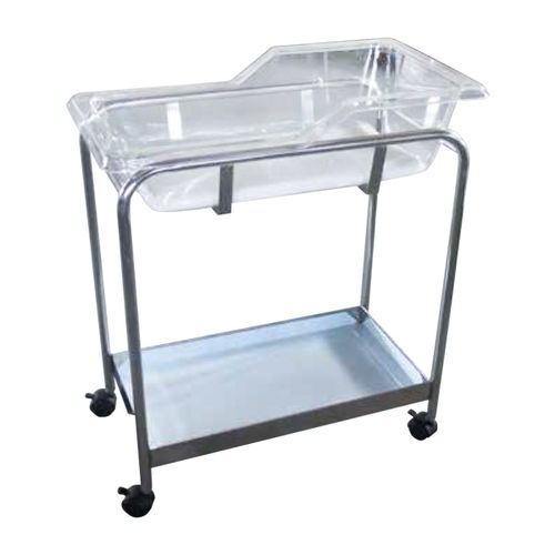 Cuna hospitalaria con ruedas - BB-100S - Sigma-Care Development  - de acero inoxidable / transparente