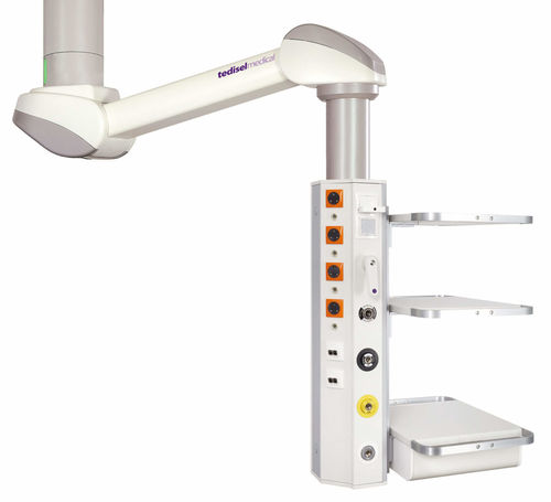 Brazo de distribución de techo - Tedisel Medical - para quirófano / con estantes / con columna