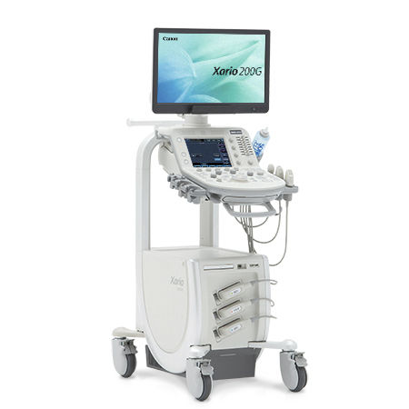 Ecógrafo con soporte - Xario 200G - Canon Medical Systems Europe - para ecografía polivalente / blanco y negro / doppler-color