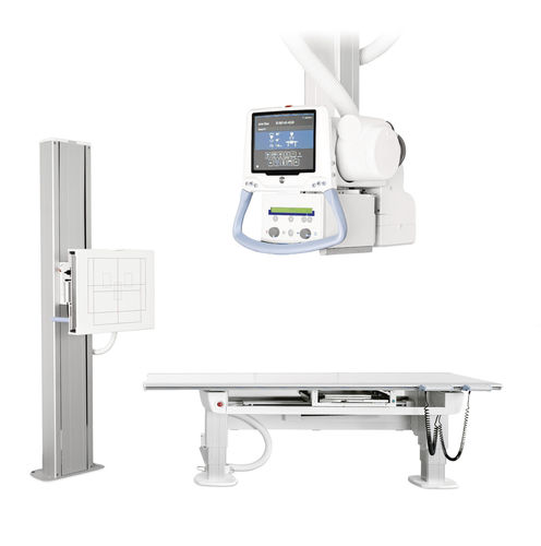 Sistema de radiografía digital - Aceso + - Canon Medical Systems Europe - para radiografía polivalente / con Bucky en el suelo / con brazo portatubos telescópico de techo