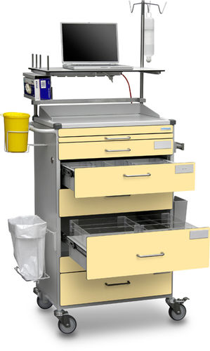 Carro de anestesia - B10.037 - Wiegand AG - para medicamentos / con soporte para ordenador portátil / con soporte para bolsa de basura