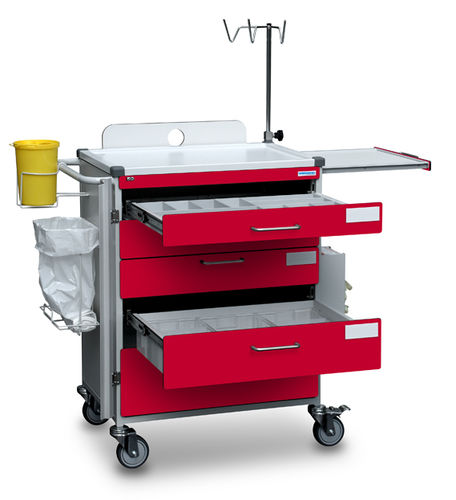 Carro de emergencia - B10.031 - Wiegand AG - para instrumental / con soporte para bolsa de basura / con portasueros