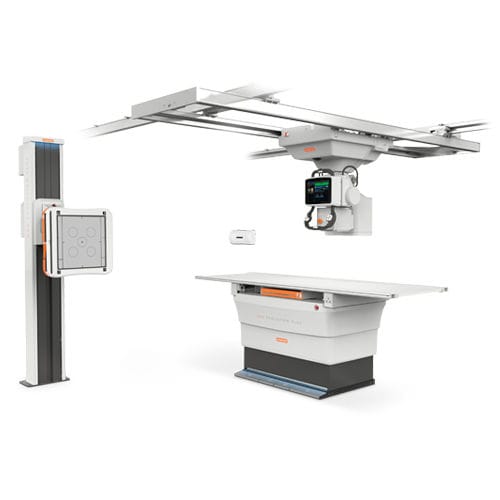 Sistema de radiografía digital - DRX-Evolution Plus - Carestream - para radiografía polivalente / con Bucky en el suelo / con brazo portatubos telescópico de techo