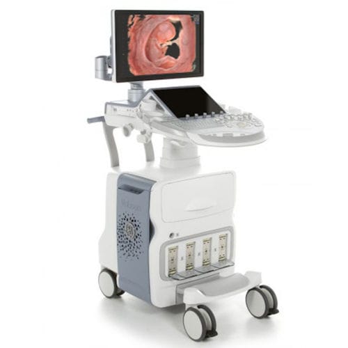 Ecógrafo con soporte - Voluson™ E10 - GE Healthcare - para ecografía ginecológica y obstétrica / blanco y negro / doppler-color