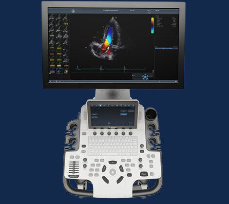 Ecógrafo con soporte - Vivid™ T9 - GE Healthcare - para ecografía cardiovascular / blanco y negro / doppler-color