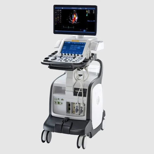 Ecógrafo con soporte - Vivid™ E90 - GE Healthcare - para ecografía cardiovascular / blanco y negro / doppler-color
