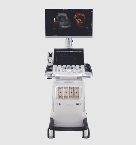 Ecógrafo con soporte - LOGIQ Totus™ - GE Healthcare - para ecografía polivalente / para ecografía ginecológica y obstétrica / para ecografías abdominales y pélvicas