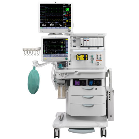 Estación de anestesia en carro - Aisys CS² - GE Healthcare - con monitorización respiratoria / con mezclador electrónico de gases
