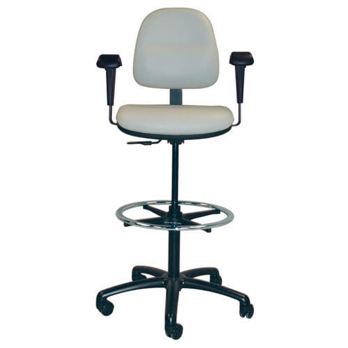 Taburete para consulta médica - T-583 - Pedigo - de altura variable / neumático / con reposabrazos