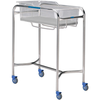 Cuna hospitalaria con ruedas - P-1110-SS - Pedigo - de acero inoxidable / transparente