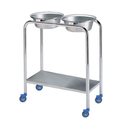 Portacuencos con dos recipientes - P-1079-W/S-SS - Pedigo - con ruedas / de acero inoxidable