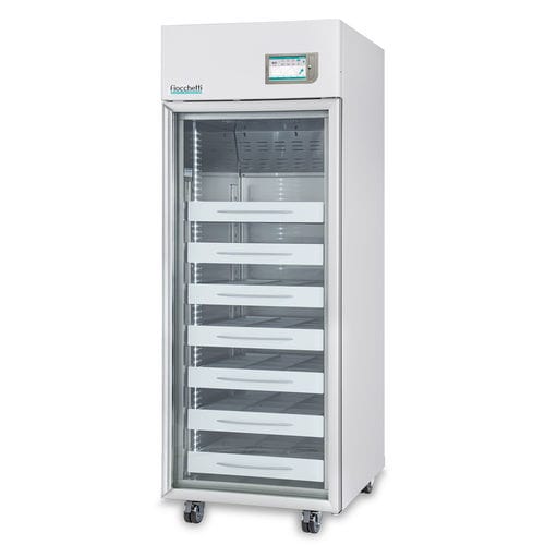 Refrigerador de banco de sangre - EMOTECA 700 TOUCH - Fiocchetti Scientific - de tipo armario / con 1 puerta / con puerta de cristal