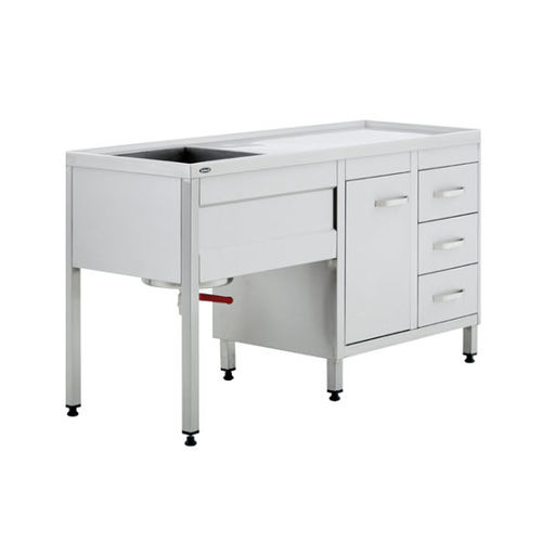 Mesa de trabajo - 40845 - Üzümcü Medical Devices - rectangular / con fregadero / de acero inoxidable