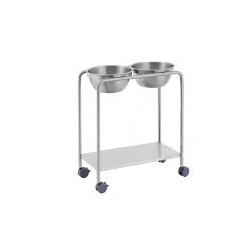 Portacuencos con dos recipientes - 40575 - Üzümcü Medical Devices - con ruedas / de acero inoxidable