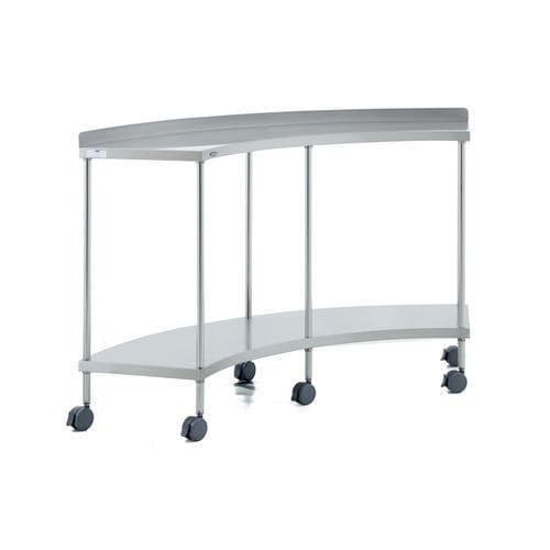 Mesa de trabajo - 40200 - Üzümcü Medical Devices - de media luna / con ruedas / de acero inoxidable