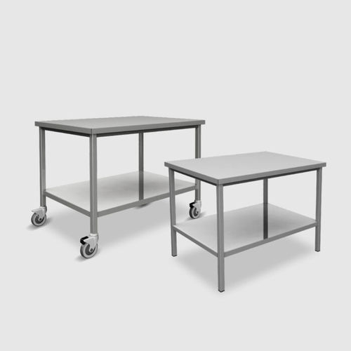 Mesa de trabajo - 999TA series - Steelco - rectangular / con ruedas / de acero inoxidable