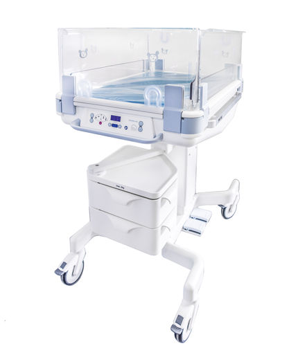 Plataforma calentadora para neonatos con almacenamiento - Lifetherm 2000 - Löwenstein Medical - con ruedas