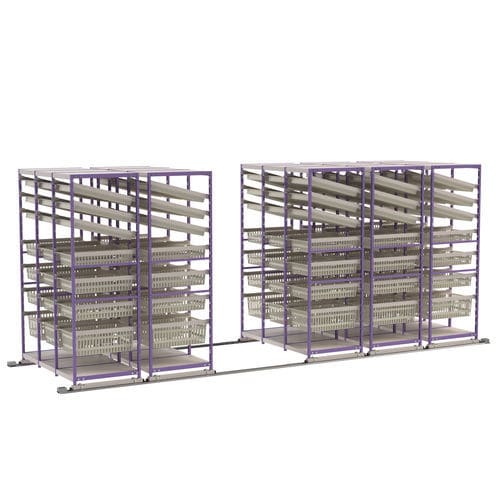 Estantería modular - EO’SLIDE® SOL - VILLARD MÉDICAL - para cestas / sobre carril / inclinada