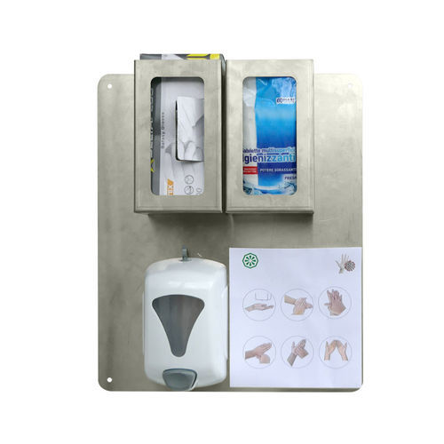 Estación móvil de higiene de pared - PIANOSA - IPC - con caja de guantes / con soporte para gel hidroalcohólico