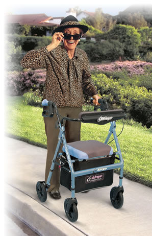 Andador con ruedas con 4 ruedas - Airgo® Comfort-Plus™ Lightweight - AMG Medical - marco de aluminio / con asiento / con canasta