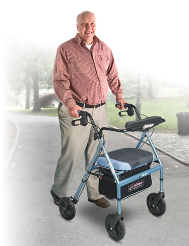 Andador con ruedas con 4 ruedas - Airgo® Comfort-Plus XWD Lightweight  - AMG Medical - bariátrico / con asiento / con canasta