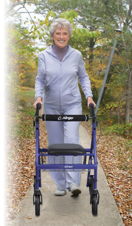 Andador con ruedas con 4 ruedas - Airgo® Lightweight - AMG Medical - con asiento