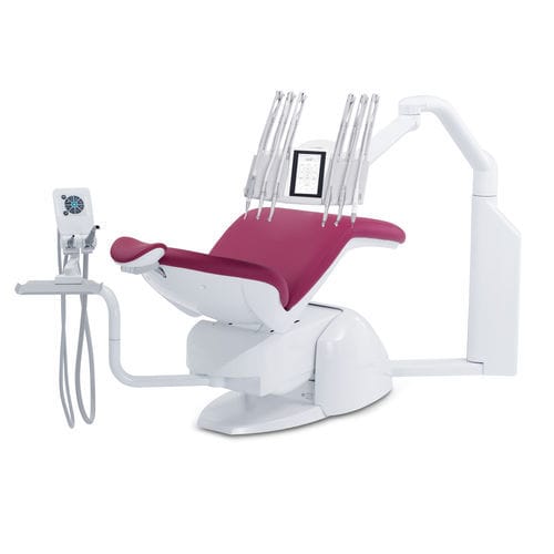Unidad dental con sillón eléctrico - PACIFIC-ambidetre - Airel-Quetin - ambidiestros / con portainstrumentos / roja