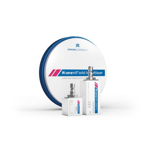 Material dental de circona - Zolid FX Multilayer - Amann Girrbach - CAD CAM / altamente translúcido