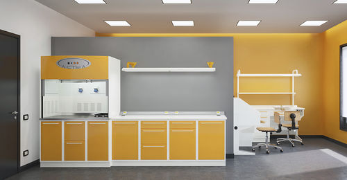 Puesto de trabajo para laboratorio dental con luz - ALIUS  - ASTRA MOBILI METALLICI   - con estantes / con 2 unidades / modular