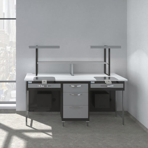 Puesto de trabajo para laboratorio dental con luz - FOCUS  - ASTRA MOBILI METALLICI   - modular / de acero inoxidable