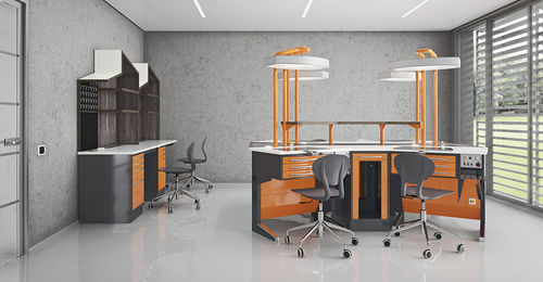 Puesto de trabajo para laboratorio dental con luz - ALIUS  - ASTRA MOBILI METALLICI   - con estantes / en isla