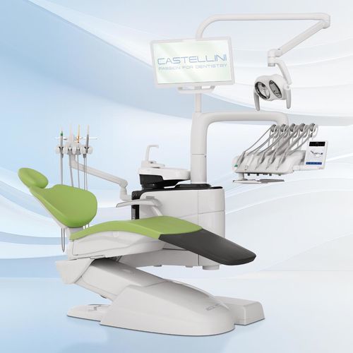 Unidad de tratamiento dental con sillón - Skema 8  - Castellini - compacta / con reposacabezas flexible / con monitor