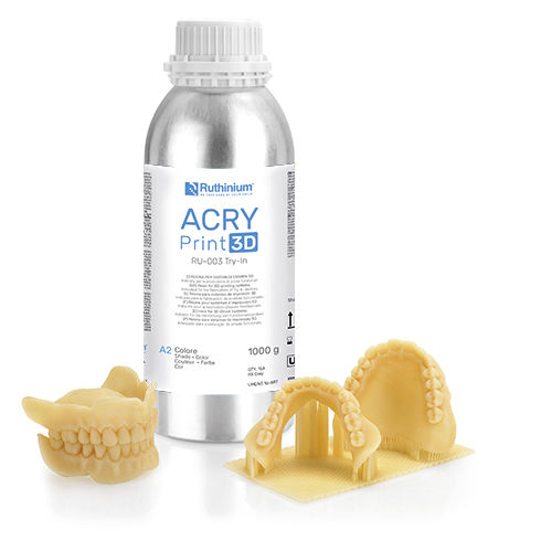 Material dental de resina - ACRY RU-003 TRY-IN - Ruthinium Group - para impresión en 3D / fotopolimerizable / biocompatible