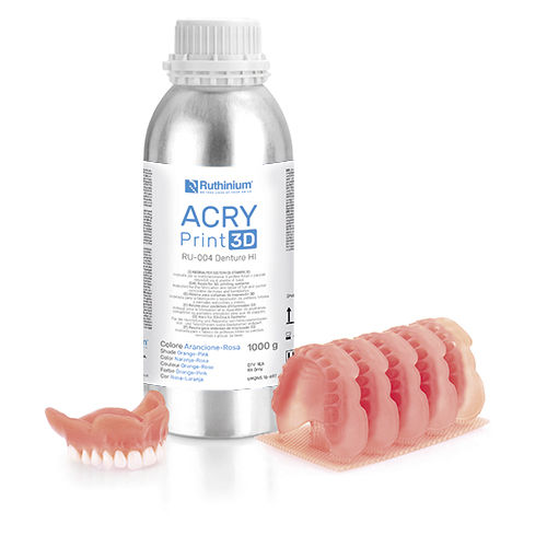 Material dental de resina - ACRY RU-004 HI - Ruthinium Group - para impresión en 3D / para la fabricación de dentaduras postizas / fotopolimerizable