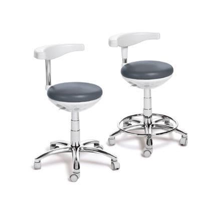 Taburete para odontología - Assist - EURODENT - de altura variable / con ruedas / con respaldo