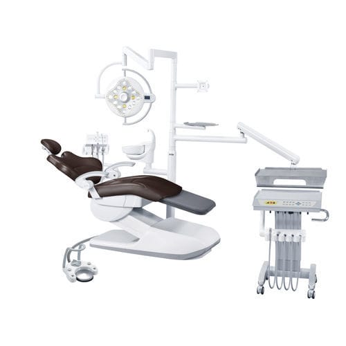 Unidad dental con sillón eléctrico - AL-388S1 - Foshan Anle Medical Apparatus - con reposacabezas flexible / con sistema de higiene / con portainstrumentos