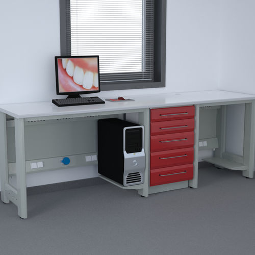 Plataforma de trabajo para laboratorio dental - T/125+W22+T/80  - ERIO - con cajón / modular