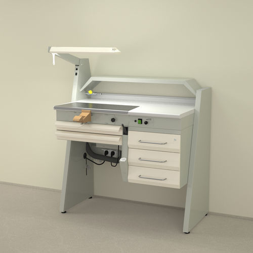 Puesto de trabajo para laboratorio dental con estantes - SOLE1 - ERIO - con luz / con cajones / compacto