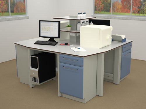 Mesa de laboratorio con estantes - ERIO