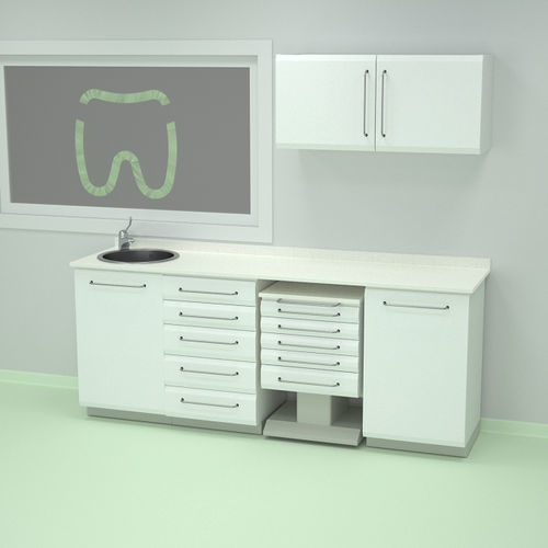 Mesa de laboratorio para la esterilización - W4+W22+L(55)+W7, W21  - ERIO - para odontología / con fregadero / con estantes