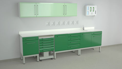 Plataforma de trabajo para laboratorio dental - S series - ERIO - con cajón / con espacio de almacenamiento / con fregadero