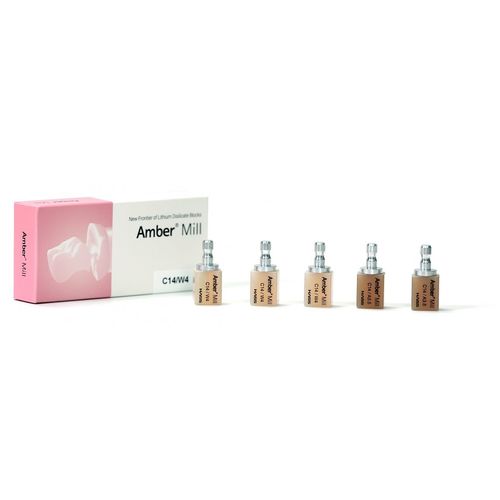 Material dental de cerámica de vidrio - Amber® Mill - HASS CORP   - de disilicato de litio / para inlays dentales / para carillas dentales