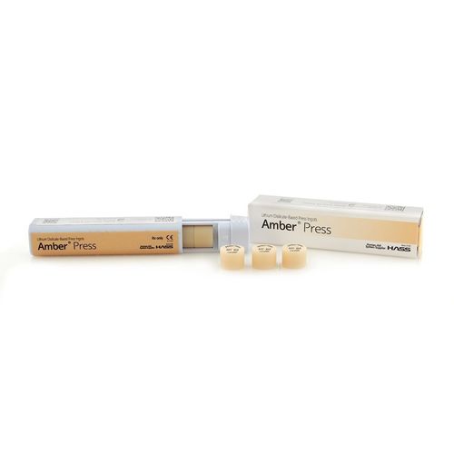Material dental de disilicato de litio - Amber® Press - HASS CORP   - para inlays dentales / para carillas dentales / para onlays dentales
