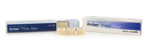 Material dental de disilicato de litio - Amber® Press Master - HASS CORP   - para inlays dentales / para carillas dentales / para onlays dentales