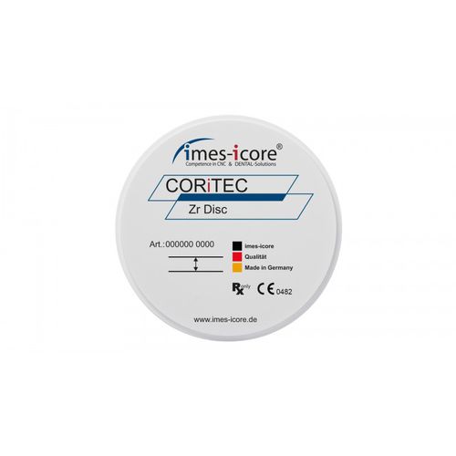 Material dental de dióxido de circonio - CORiTEC® ZR DISC - imes-icore GmbH - para restauración dental / de fresado / altamente translúcido