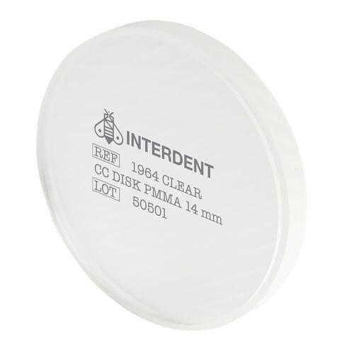Material dental de PMMA - CC Disk - Interdent - para restauración dental / CAD CAM / de fresado