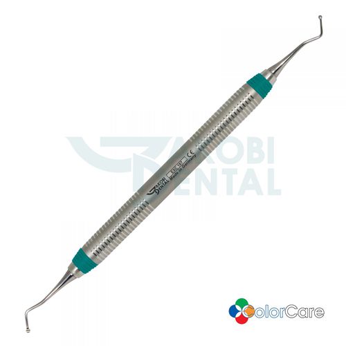 Excavador dental cuchara - EXC187 - Jakobi Dental GmbH - mango ColorCare / de acero inoxidable
