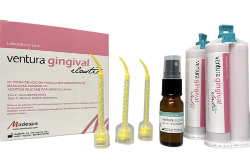 Material dental de silicona - ventura gingival elastic - MADESPA S.A.   - para laboratorio dental / gingival / translúcido
