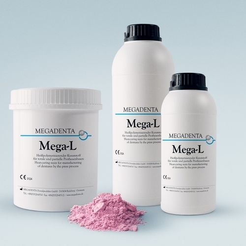 Material dental de resina - MEGA-L - MEGADENTA Dentalprodukte GmbH   - para la fabricación de dentaduras postizas / en polvo / líquido