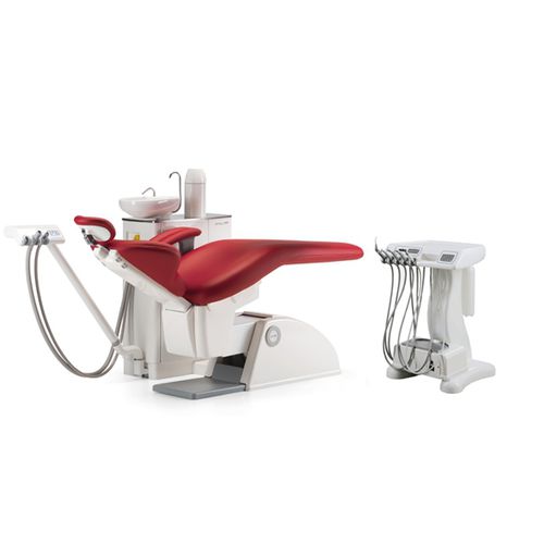 Unidad de tratamiento dental con sillón electroneumático - Carving Plus Cart - O.M.S. S.p.A. OFFICINE MECCANICHE SPECIALIZZATE   - compacta / con portainstrumentos